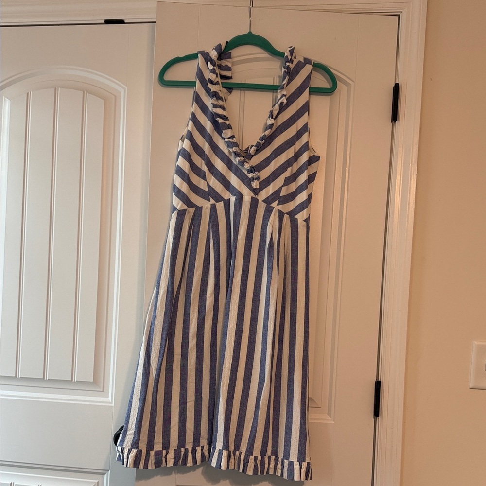 Striped Blue and White Midi Dress